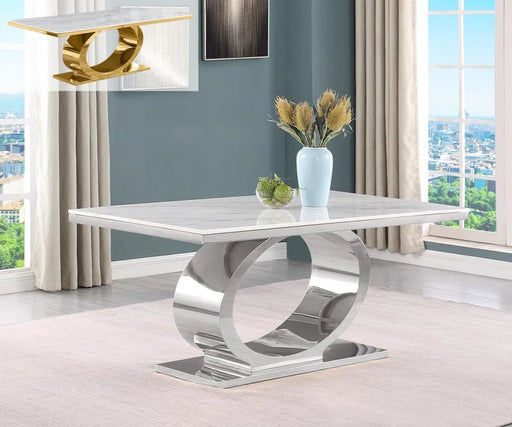 Statuario White Marble Dining Table — 2 Colors, 2 Sizes