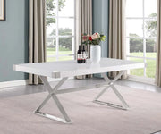 Blanc White Wood-Top Dining Table - Detail View