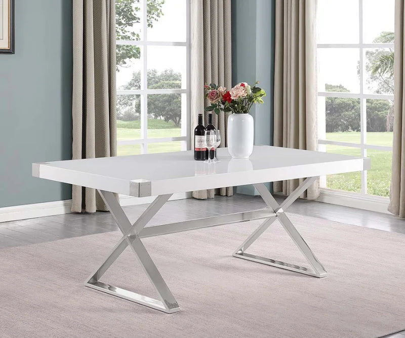 Blanc White Wood-Top Dining Table - Detail View