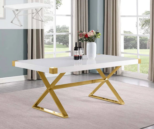 Blanc White Wood-Top Dining Table