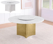 Grand Circular White Marble Dining Table with Lazy Susan
