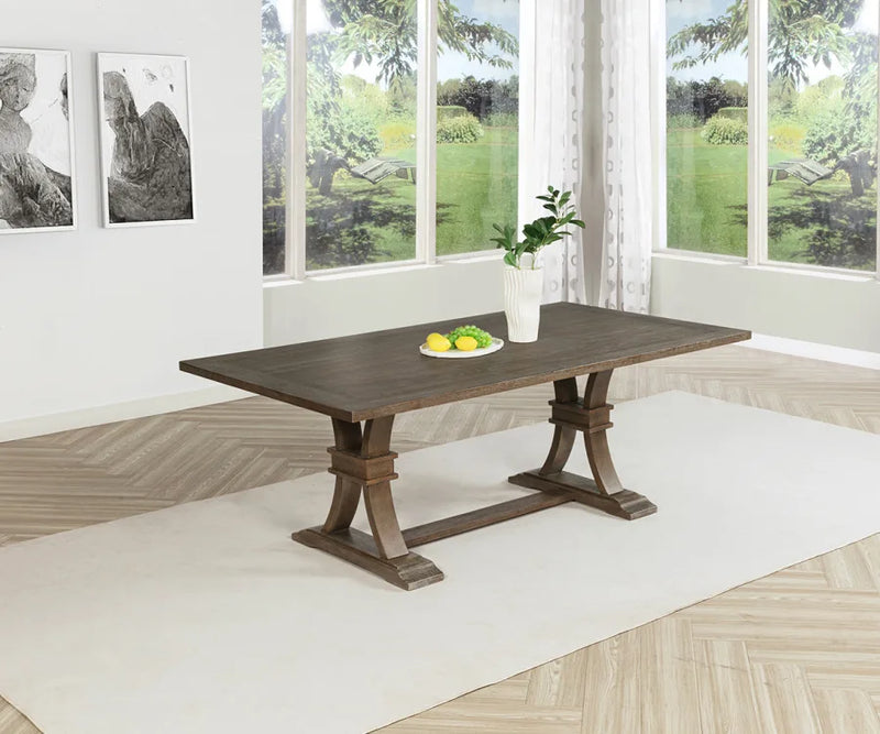 Slate Rustic Gray Wood Dining Table