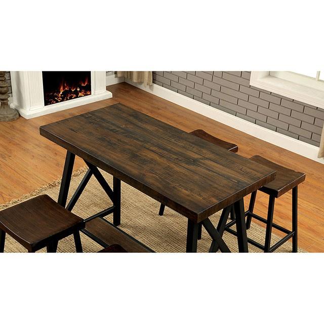 Lainey Weathered Medium Oak/Black Counter Ht. Table