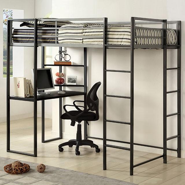 Sherman Silver/Gun Metal Full & Queen Bed w/ Workstation