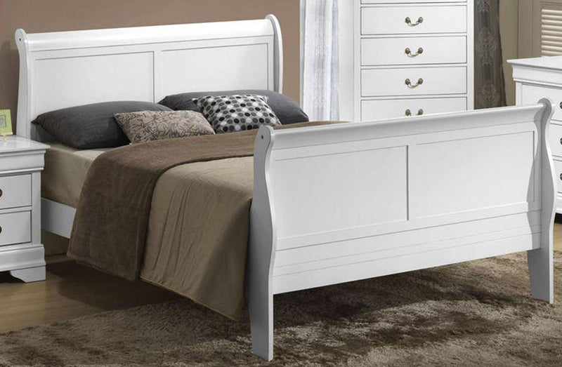Galaxy Home Louis Phillipe Twin Sleigh Bed in White GHF-808857832894