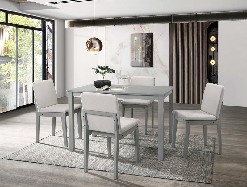 Liihct 5-Pcs Dining Set in Beige Burlap / Grey Finish