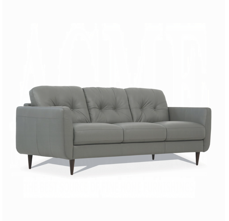 Radwan Pesto Green Leather Sofa