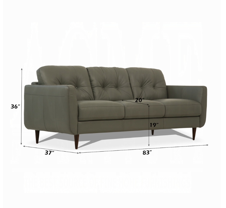 Radwan Pesto Green Leather Sofa