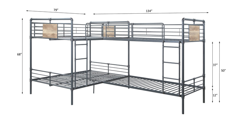 L Shape Bunk Bed (T/T/F/F)