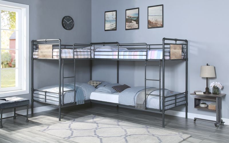 L Shape Bunk Bed (T/T/T/T)