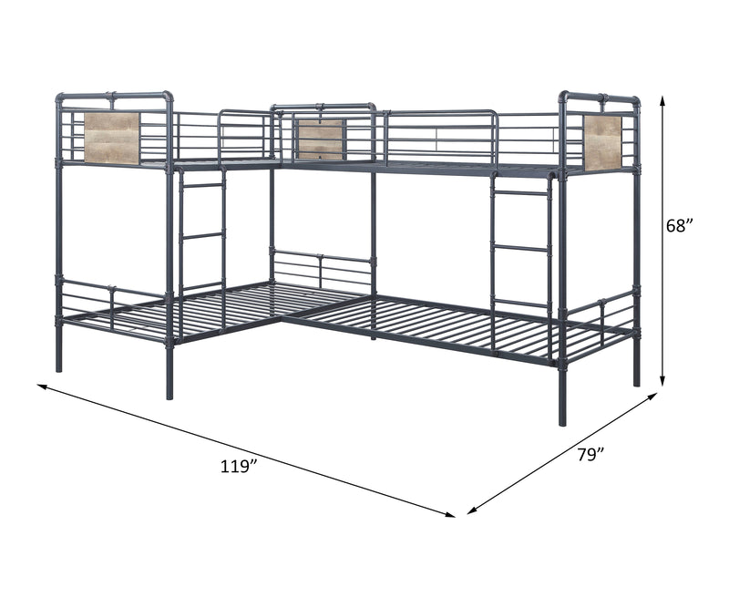L Shape Bunk Bed (T/T/T/T)
