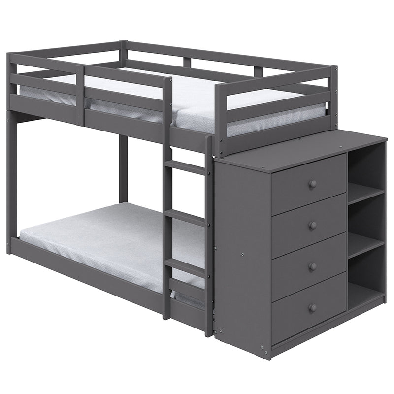 Bunk Bed (T/T) w/4 Drawers & 3 Compartments