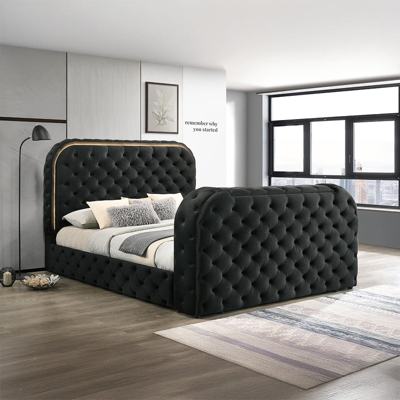 Eastern King Bed w/LED, Fireplace & TV Stand