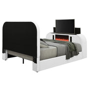 EK Bed w/LED, TV Cabinet, Fireplace & Bluetooth