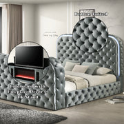 Eastern King Bed w/LED, Fireplace & TV Stand