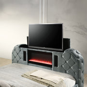 Queen Bed w/LED, Fireplace & TV Stand