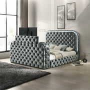 Queen Bed w/LED, Fireplace & TV Stand