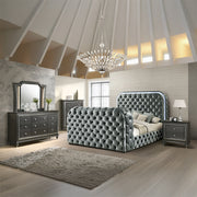 Queen Bed w/LED, Fireplace & TV Stand