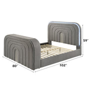 EK Bed w/Led, TV Stand, Fireplace & Bluetooth