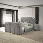 Queen Bed w/Led, TV Stand, Fireplace & Bluetooth
