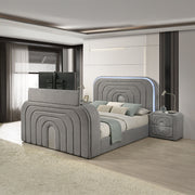 Queen Bed w/Led, TV Stand, Fireplace & Bluetooth