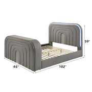Queen Bed w/Led, TV Stand, Fireplace & Bluetooth