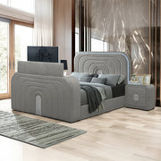 Queen Bed w/Led, TV Stand, Fireplace & Bluetooth