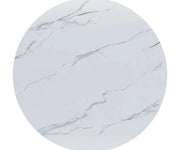 Halo Round Glass Dining Table with White Marble Wrap - Detail View