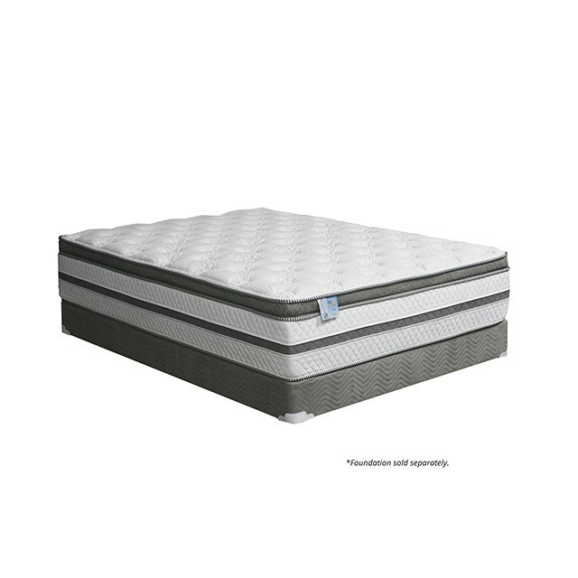 SIDDALEE White/Gray 16" Euro Pillow Top Mattress, Queen