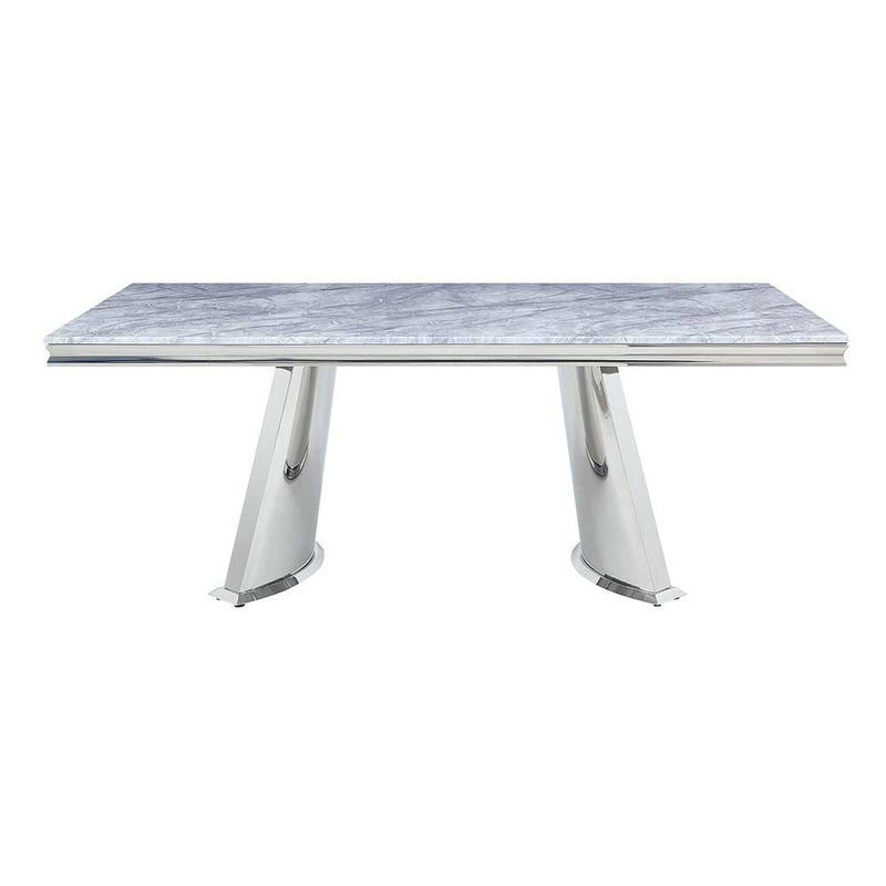 Dining Table w/Marble Top & Pedestal Base