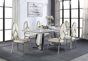 Dining Table w/Marble Top & Pedestal Base