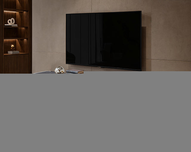 Leknes TV Stand Black w/ Silver Frame