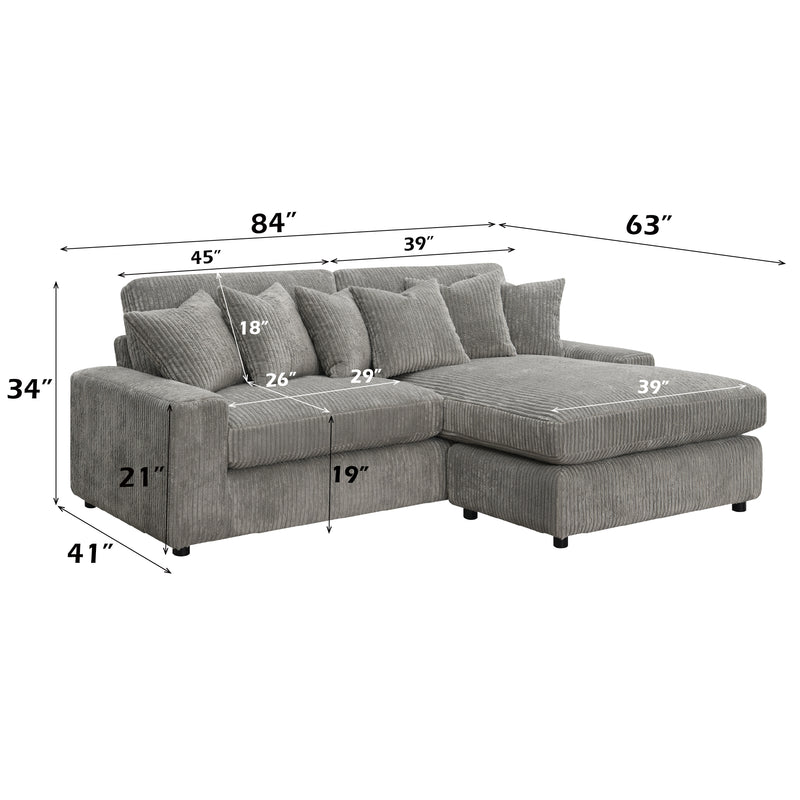 Reversible Sectional Sofa w/6 Pillows