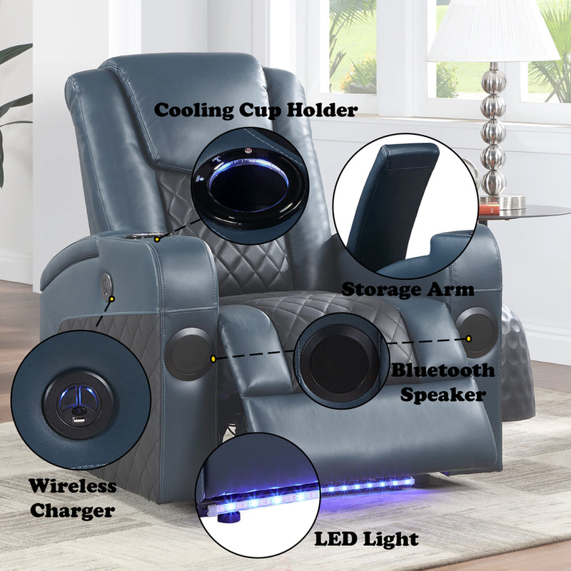 Power Motion Recliner w/Bluetooth Speaker & Cooling Cup Holder