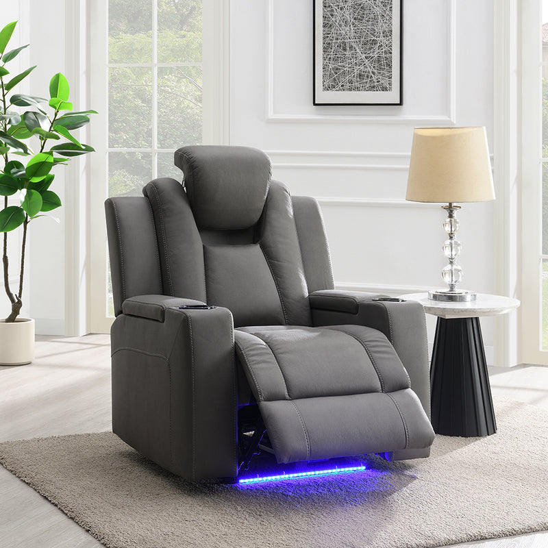 Power Motion Recliner w/Cup Holder, Control, LED & Power Headrest