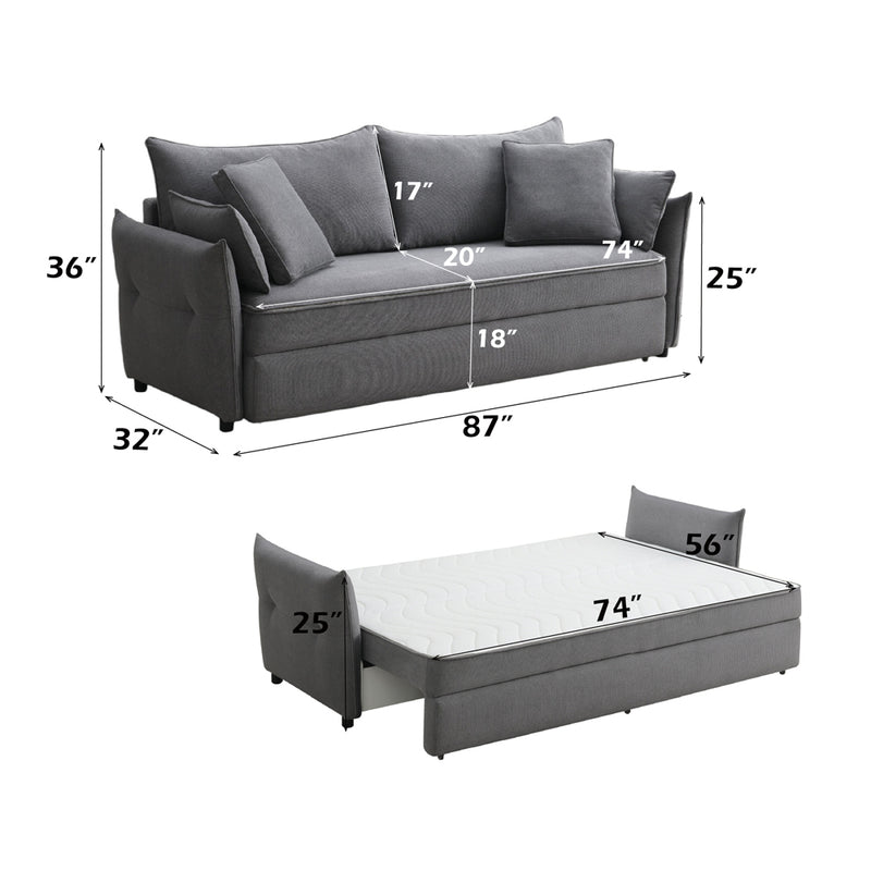 Sofa w/Sleeper, Storage & 4 Pillows