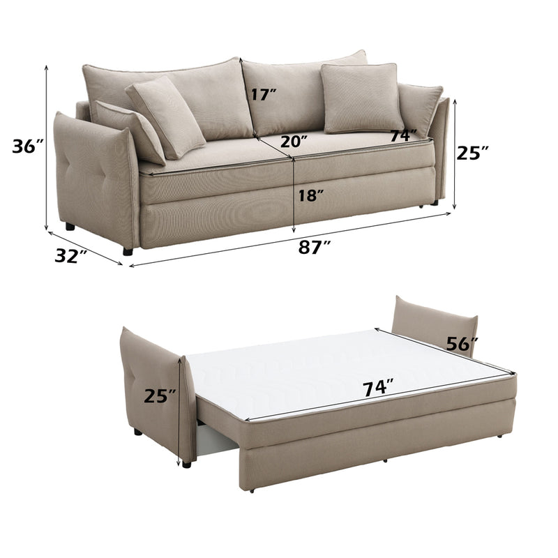 Sofa w/Sleeper, Storage & 4 Pillows
