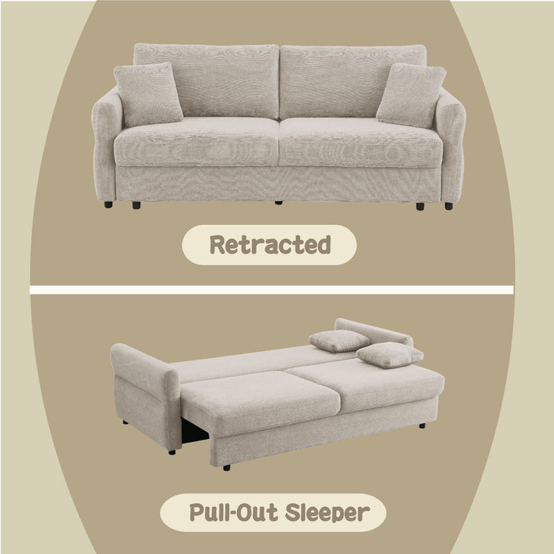 Sofa w/Sleeper, Storage & 2 Pillows
