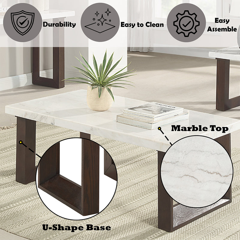 Coffee Table w/Natrual Marble Top