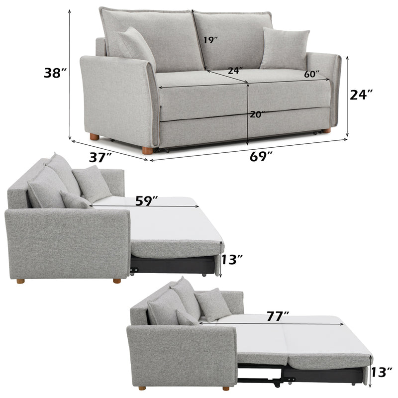 Sofa w/Sleeper, Storage & 2 Pillows