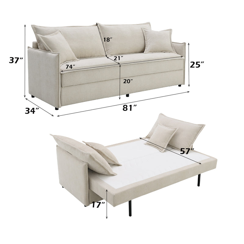Sofa w/Sleeper & 2 Pillows