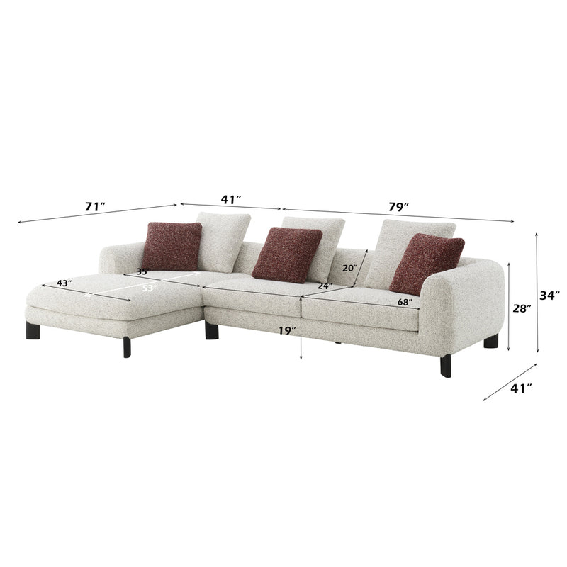 Sectional Sofa w/6 Pillows