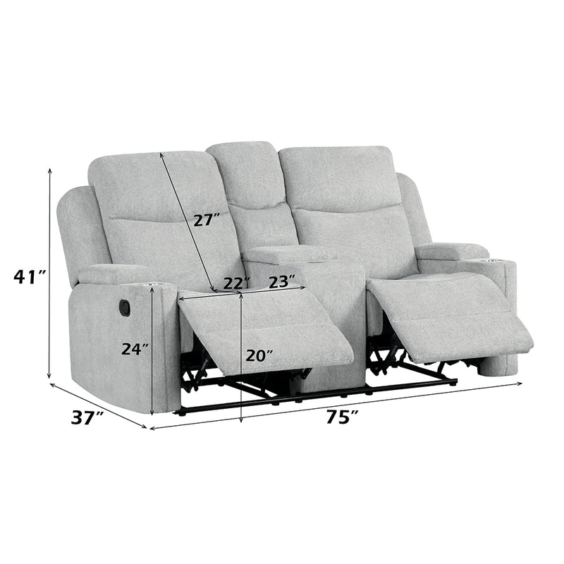 Motion Loveseat w/Console & Storage Arm