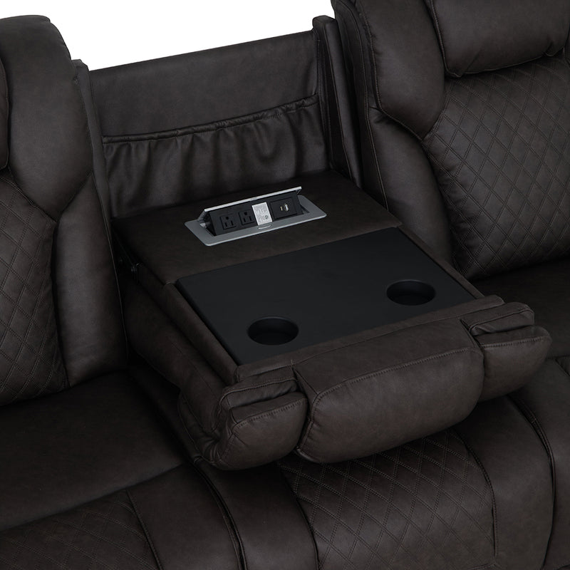 Power Motion Sofa w/Dropdown Table, Storage,USB & LED