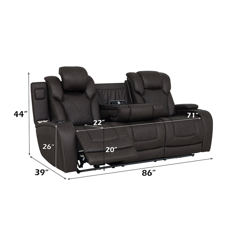 Power Motion Sofa w/Dropdown Table, Storage,USB & LED