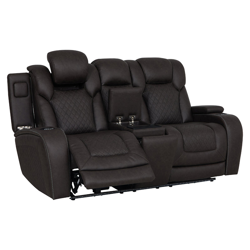 Power Motion Loveseat w/Console,Wireless Charger, Storage,USB & LED