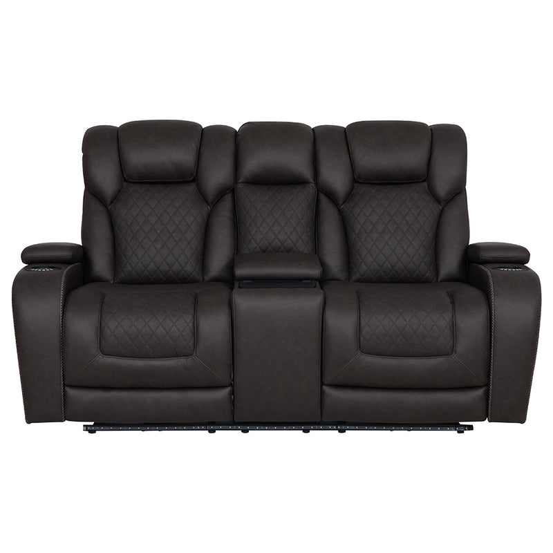 Power Motion Loveseat w/Console,Wireless Charger, Storage,USB & LED