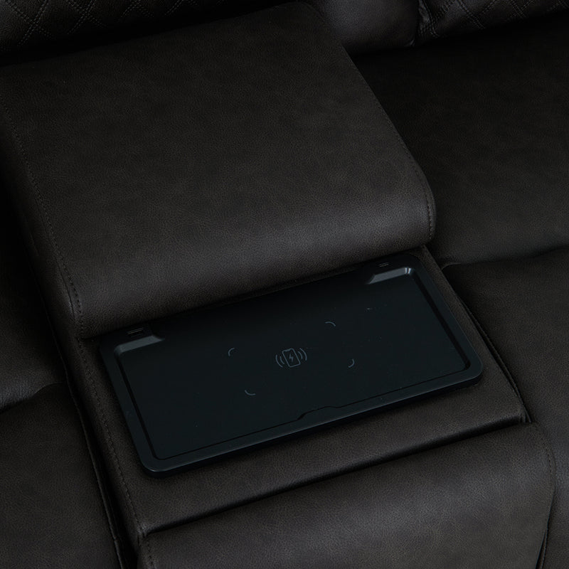 Power Motion Loveseat w/Console,Wireless Charger, Storage,USB & LED