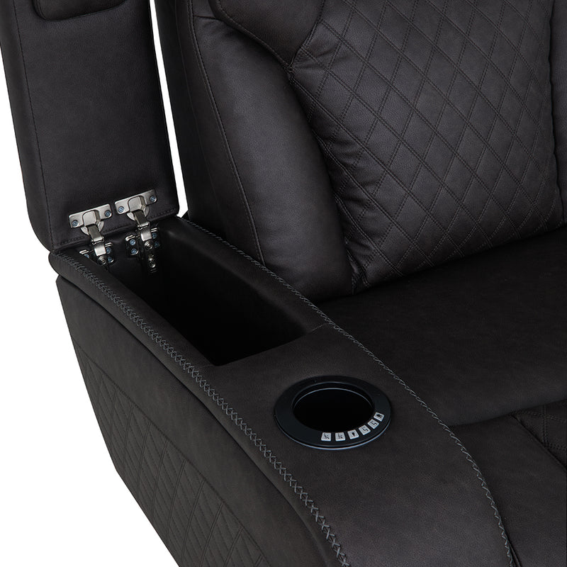 Power Motion Loveseat w/Console,Wireless Charger, Storage,USB & LED
