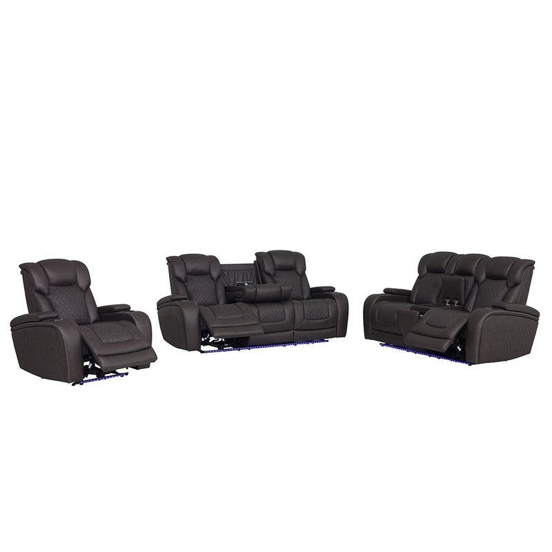 Power Motion Loveseat w/Console,Wireless Charger, Storage,USB & LED